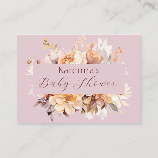 Lavendel Bloemen Herfst Baby shower Luier Raffle Informatiekaartje (Achterkant)