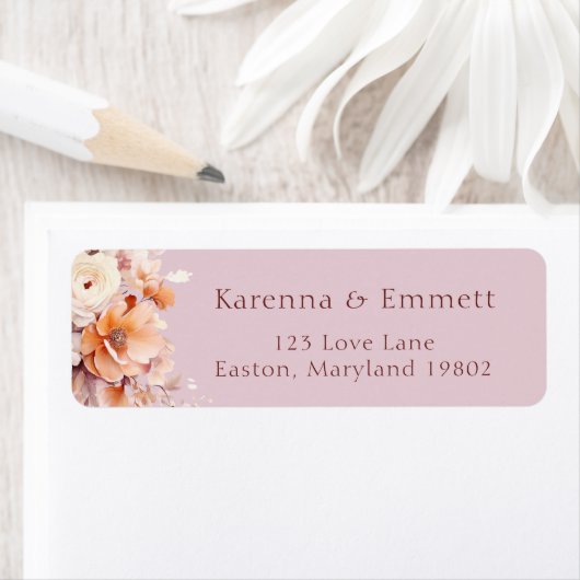 Lavendel Bloemen Herfst Baby shower Retouradres Etiket (Insitu)