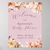 Lavendel  Bloemen Herfst Baby shower Welkom Poster (Voorkant)