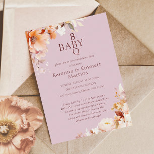 Lavendel  Bloemen Herfst BBQ Baby shower Kaart