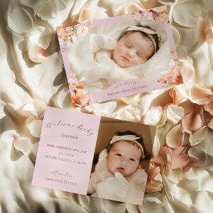 Lavendel  Bloemen Herfst Twee Foto Geboorte Aankondiging
