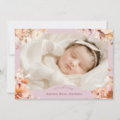 Lavendel  Bloemen Herfst Twee Foto Geboorte Aankondiging (Voorkant)