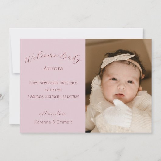 Lavendel  Bloemen Herfst Twee Foto Geboorte Aankondiging (Achterkant)