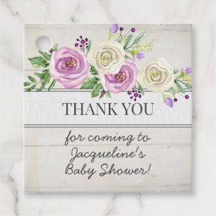 Lavendel Bloemen Hout Meisje Baby shower Dank u Bedankjes Labels