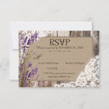 Lavendel Bloemen Houten Kant Roestige RSVP Kaart