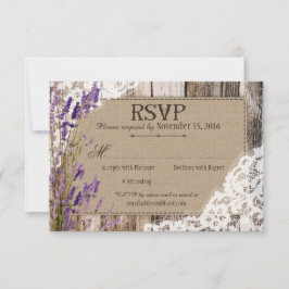Lavendel Bloemen Houten Kant Roestige RSVP Kaart