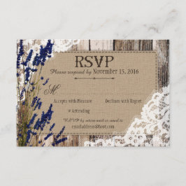 Lavendel Bloemen Houten Kant Roestige RSVP Kaart