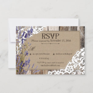Lavendel Bloemen Houten Kant Roestige RSVP Kaart