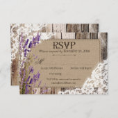 Lavendel Bloemen Houten Kant Rustieke RSVP Kaart (Voorkant / Achterkant)