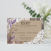 Lavendel Bloemen Houten Kant Rustieke RSVP Kaart (Staand voorkant)