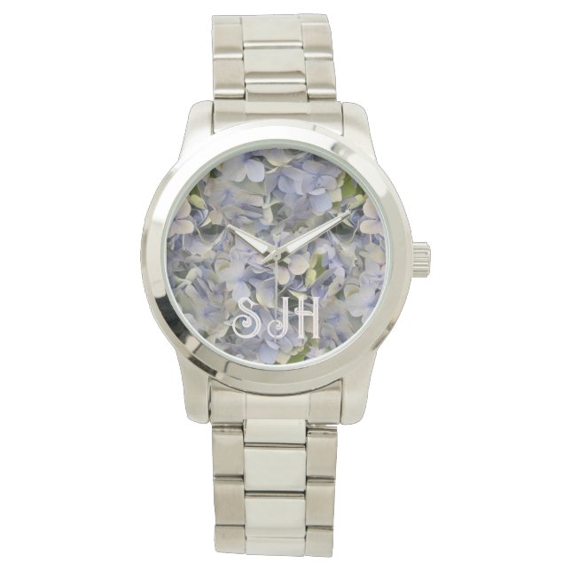 Lavendel Bloemen Hydrangea Gezicht Horloge (Voorkant)