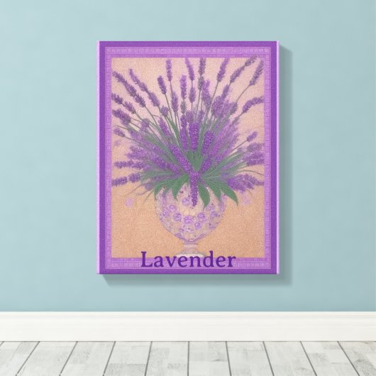 Lavendel Bloemen in Urn AI Art Stretch Canvas (Insitu (Houten vloer))
