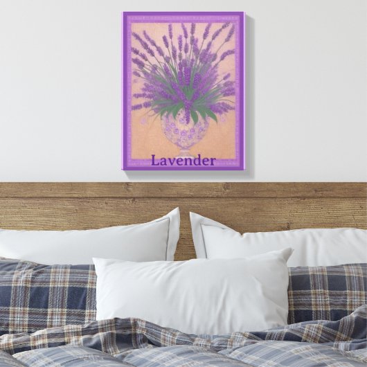 Lavendel Bloemen in Urn AI Art Stretch Canvas (Insitu (Slaapkamer))