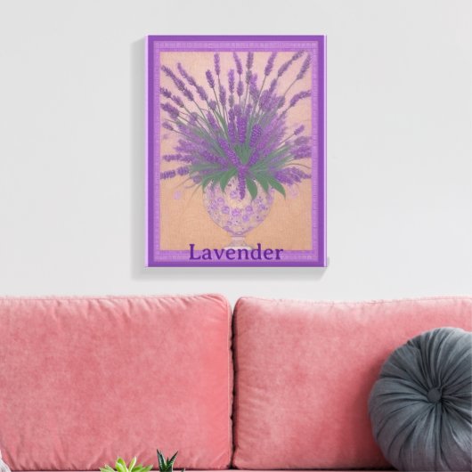 Lavendel Bloemen in Urn AI Art Stretch Canvas Afdruk (Insitu (Woonkamer))