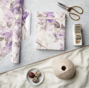 Lavendel Bloemen Inpakpapier Elegant Paarse Bo