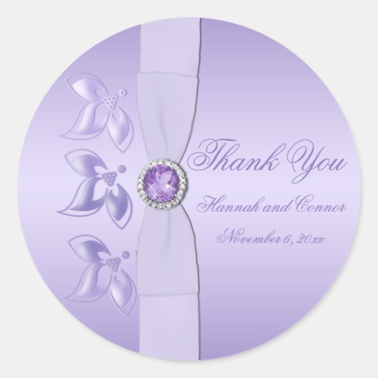 Lavendel Bloemen Jeweled 3" Ronde Sticker (Voorkant)