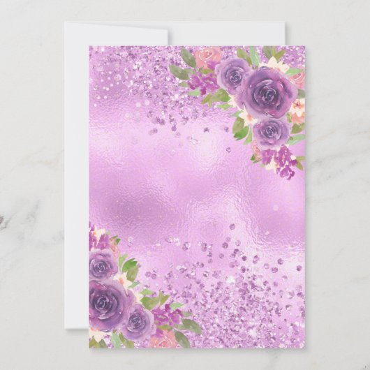 Lavendel Bloemen Jurk Butterfly Gold Quinceanera Kaart (Achterkant)