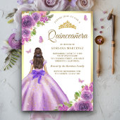 Lavendel Bloemen Jurk Butterfly Gold Quinceanera Kaart