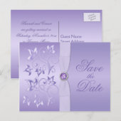 Lavendel Bloemen Juwelen Save the Date Briefkaart (Voorkant / Achterkant)