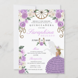 Lavendel Bloemen Laarzen & Touwen Western Quinceañ Kaart