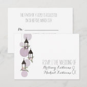 Lavendel Bloemen Lantaarns Tuin Huwelijk RSVP (Voorkant / Achterkant)