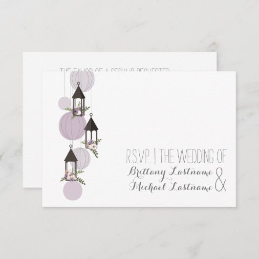 Lavendel Bloemen Lantaarns Tuin Huwelijk RSVP (Voorkant / Achterkant)