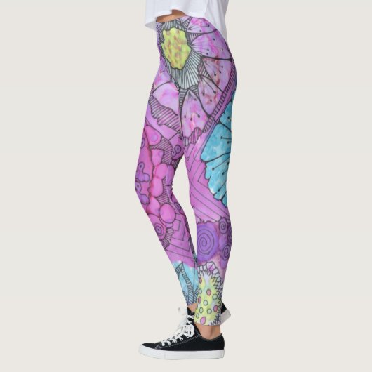 Lavendel Bloemen Leggings (Links)