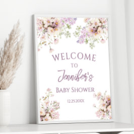 Lavendel Bloemen Lente Baby Meisje Douche Welkom Poster
