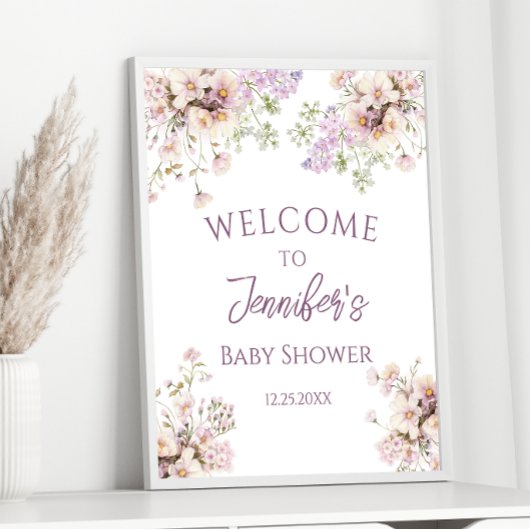 Lavendel Bloemen Lente Baby Meisje Douche Welkom Poster