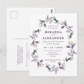 Lavendel bloemen lente krans bruiloft briefkaart (Voorkant / Achterkant)