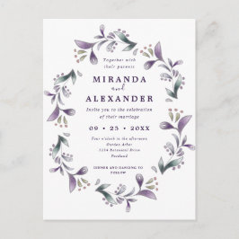 Lavendel bloemen lente krans bruiloft briefkaart