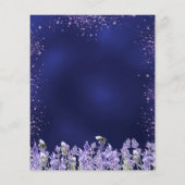 Lavendel bloemen marine blauwe bruiloft uitnodigin (Achterkant)