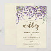 Lavendel Bloemen Moderne bruiloft uitnodiging (Voorkant / Achterkant)