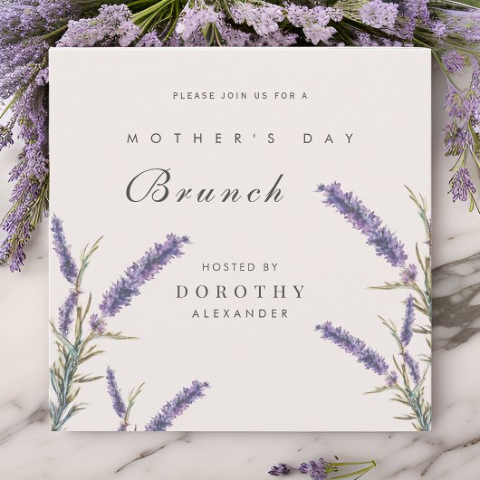 Lavendel Bloemen Moederdag Brunch Uitnodiging