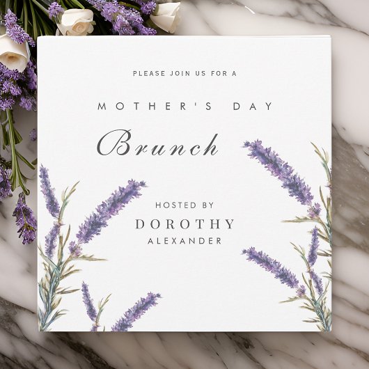 Lavendel Bloemen Moederdag Brunch Uitnodiging