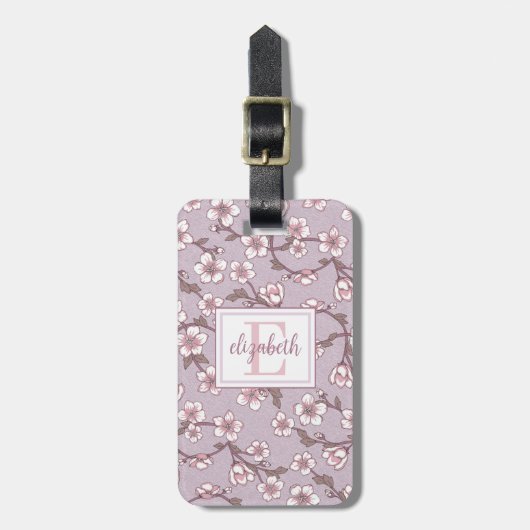 Lavendel Bloemen Monogram Bagage Gepersonaliseerd  Bagagelabel (Voorkant verticaal)