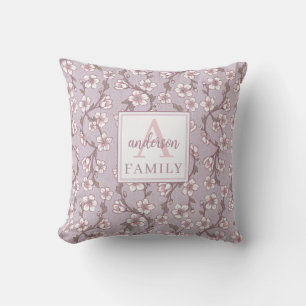 Lavendel Bloemen Monogram Buitenkussen