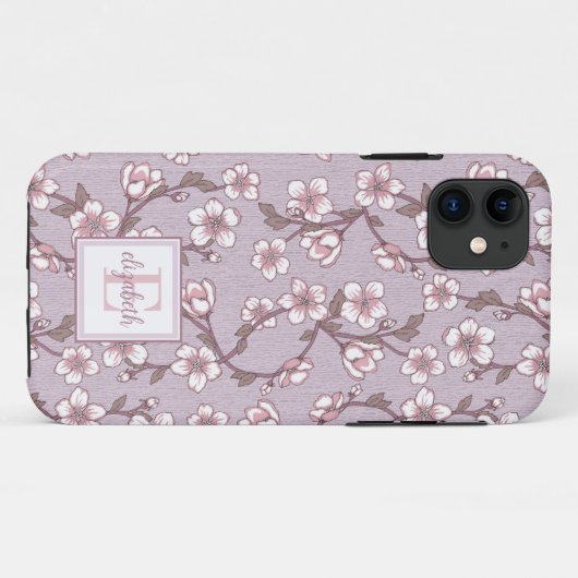 Lavendel Bloemen Monogram Telefoonhoes Case-Mate iPhone Case (Achterkant (horizontaal))