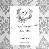 Lavendel bloemen monogrammed welkom bruiloft teken poster