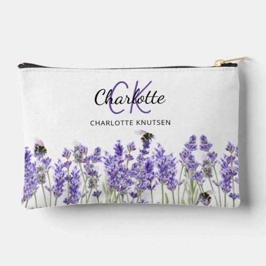 Lavendel bloemen naam monogram etui (Achterkant)
