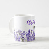 Lavendel bloemen naam script elegant koffiemok (Voorkant links)