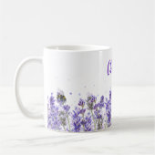 Lavendel bloemen naam script elegant koffiemok (Links)