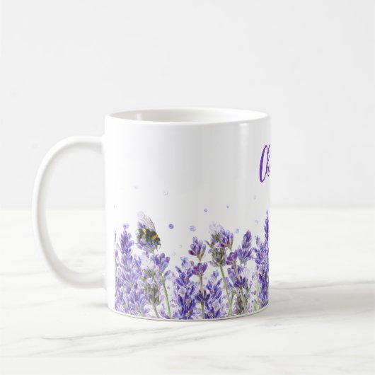 Lavendel bloemen naam script elegant koffiemok (Links)
