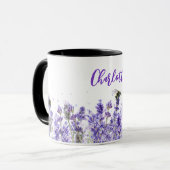 Lavendel bloemen naam script mok (Voorkant links)