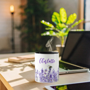 Lavendel bloemen naam script mok