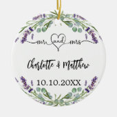 Lavendel bloemen namen de heer mevrouw pas getrouw keramisch ornament (Voorkant)