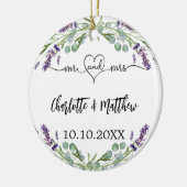 Lavendel bloemen namen de heer mevrouw pas getrouw keramisch ornament (Links)