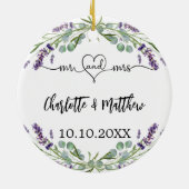 Lavendel bloemen namen de heer mevrouw pas getrouw keramisch ornament (Achterkant)