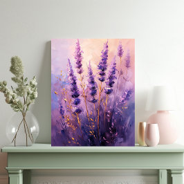 Lavendel Bloemen Olie-Schilderij Portret Canvas Afdruk