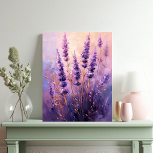 Lavendel Bloemen Olieverfschilderij Portret Canvas Afdruk